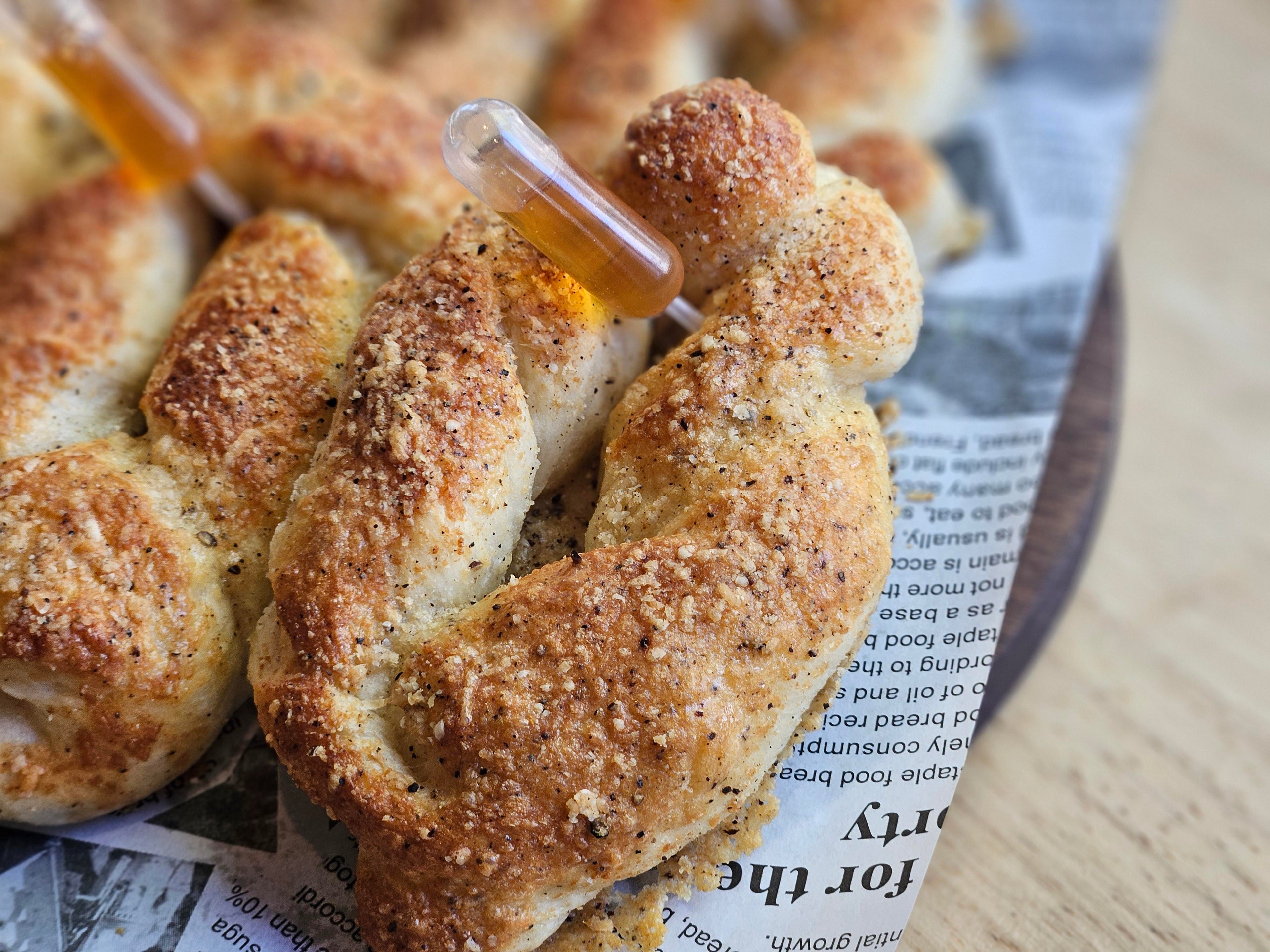 Parmesan Twists with Hot Honey